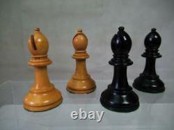 ANTIQUE CHESS SET BCC STAUNTON PATTERN K 81 mm + ORIG BOX NO BOARD