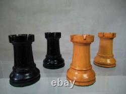 ANTIQUE CHESS SET BCC STAUNTON PATTERN K 81 mm + ORIG BOX NO BOARD