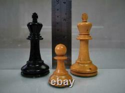 ANTIQUE CHESS SET BCC STAUNTON PATTERN K 81 mm + ORIG BOX NO BOARD