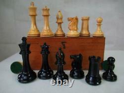 ANTIQUE CHESS SET BCC WEIGHTED TOURNAMENT STAUNTON K 92 mm +ORG BOX NO BOARD