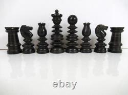 ANTIQUE CHESS SET CALVERT STYLE BY RICHARD WHITTY K 85mm AND BOX NO BOARD