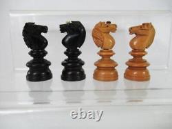 ANTIQUE CHESS SET CALVERT STYLE BY RICHARD WHITTY K 85mm AND BOX NO BOARD