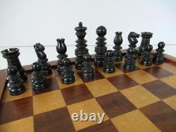 ANTIQUE CHESS SET CALVERT STYLE BY RICHARD WHITTY K 85mm AND BOX NO BOARD