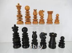 ANTIQUE CHESS SET CALVERT STYLE BY RICHARD WHITTY K 85mm AND BOX NO BOARD