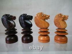 ANTIQUE CHESS SET ST GEORGE PATTERN JAQUES K 85mm AND BOX NO BOARD