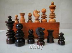 ANTIQUE CHESS SET ST GEORGE PATTERN JAQUES K 85mm AND BOX NO BOARD