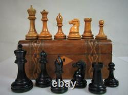 ANTIQUE FINE BCC IMPERIAL CHESS SET WEIGHTED K 96 mm AND BOX NO BOARD