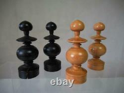 ANTIQUE-VINTAGE CHESS SET FRENCH REGENCE PATTERN K 92 mm + ORIG BOX NO BOARD