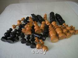 ANTIQUE-VINTAGE CHESS SET FRENCH REGENCE PATTERN K 92 mm + ORIG BOX NO BOARD