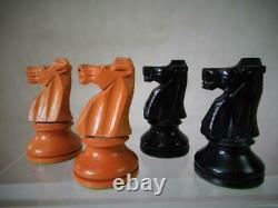 ANTIQUE VINTAGE CHESS SET HUGE FRENCH LARDY INT STAUNTON PATTERN K 115mm + BOX