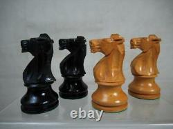 ANTIQUE VINTAGE CHESS SET HUGE FRENCH LARDY INT STAUNTON PATTERN K 115mm + BOX