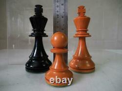 ANTIQUE VINTAGE CHESS SET HUGE FRENCH LARDY INT STAUNTON PATTERN K 115mm + BOX