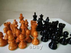 ANTIQUE VINTAGE CHESS SET HUGE FRENCH LARDY INT STAUNTON PATTERN K 115mm + BOX