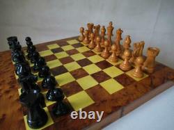 ANTIQUE VINTAGE CHESS SET HUGE FRENCH LARDY INT STAUNTON PATTERN K 115mm + BOX