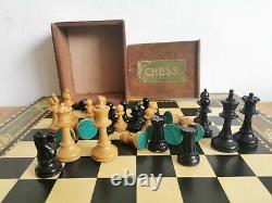 ANTIQUE vintage JAQUES CHESSMEN chess set in a wooden box