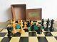 Antique Vintage Jaques Chessmen Chess Set In A Wooden Box