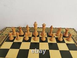 ANTIQUE vintage JAQUES CHESSMEN chess set in a wooden box