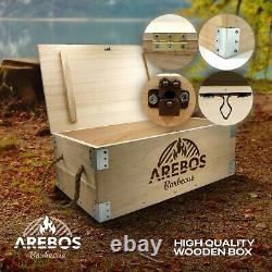 AREBOS Dutch Oven BBQ Set made of cast iron with wooden box including protective