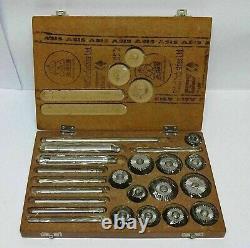 AUZAAR Valve Seat And Face Cutter Set Of 12 Pcs Carbon Steel With Wooden Box