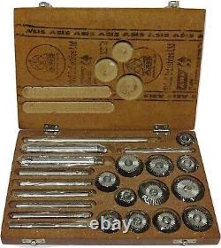 AUZAAR Valve Seat And Face Cutter Set Of 12 Pcs Carbon Steel With Wooden Box