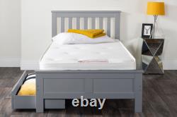 AZURE White Grey Wooden SINGLE/DOUBLE/KING Bed Frame Storage Drawers & Mattress