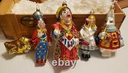 Alice in Wonderland Kurt Adler Polonaise Christmas ornaments (set of 5 with box)