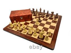 Amazing Exclusive Chess Set Pieces + Board + Box Exotic Wood Padauk