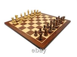 Amazing Exclusive Chess Set Pieces + Board + Box Exotic Wood Padauk