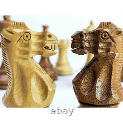 Amazing Exclusive Chess Set Pieces + Board + Box Exotic Wood Padauk