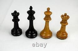 American Vintage E. S. Lowe or Drueke wood carved chess set Felted in wood box