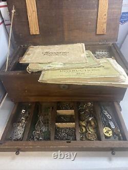 Antique 1915 Meccano Erector set Custom wooden box 00 To 3 Plus 3 Manuals