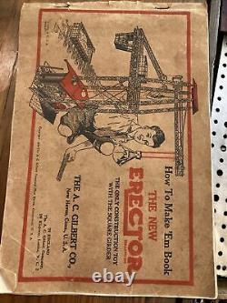 Antique A. C. GILBERT ERECTOR SET No. 7 IN Pre-1930's WOODEN BOX 1936 Manual