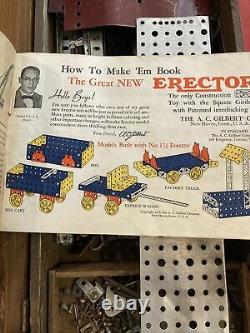 Antique A. C. GILBERT ERECTOR SET No. 7 IN Pre-1930's WOODEN BOX 1936 Manual