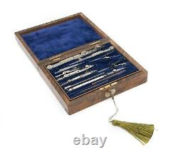 Antique Army & Navy Technical Drawing Set, Wooden Box, Geometry Maths Architects