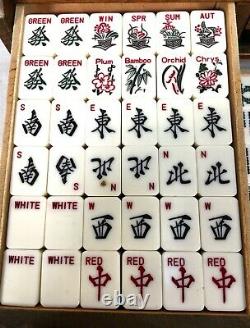 Antique Bamboo Mahjong Set In Wooden Case / Box Mah Jong / Vintage Game
