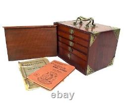 Antique Bone And Bamboo Mahjong Set In Wooden Travel Case / Box Mah Jong Game