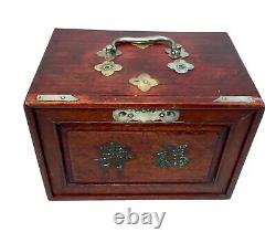 Antique Bone and Bamboo Mahjong Set In Wooden Travel Case / Box Mah Jong Game