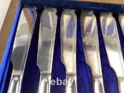 Antique Boxed Silver Plated Fish Cutlery Set Wooden Box Maker J Collyer & Co