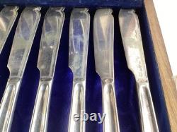 Antique Boxed Silver Plated Fish Cutlery Set Wooden Box Maker J Collyer & Co