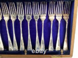 Antique Boxed Silver Plated Fish Cutlery Set Wooden Box Maker J Collyer & Co
