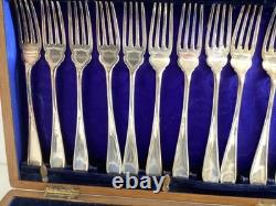 Antique Boxed Silver Plated Fish Cutlery Set Wooden Box Maker J Collyer & Co