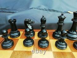 Antique British Chess Company Staunton Chess Set Weighted 3.8 Boxed Jaques Type