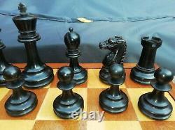 Antique British Chess Company Staunton Chess Set Weighted 3.8 Boxed Jaques Type