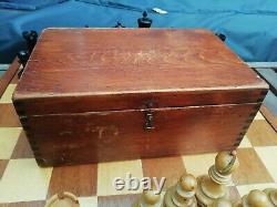 Antique British Chess Company Staunton Chess Set Weighted 3.8 Boxed Jaques Type