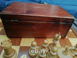 Antique British Chess Company Staunton Chess Set Weighted 3.8 Boxed Jaques Type