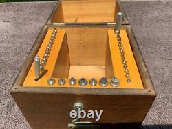 Antique C E Marshall Jewel Press Original Wood Box 38 piece Set Stainless Anvil