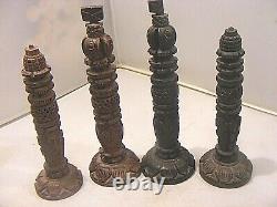 Antique Chess Set Anglo Indian Wooden Carved And Box