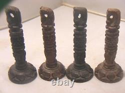 Antique Chess Set Anglo Indian Wooden Carved And Box