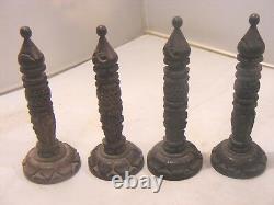 Antique Chess Set Anglo Indian Wooden Carved And Box