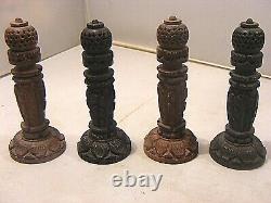 Antique Chess Set Anglo Indian Wooden Carved And Box